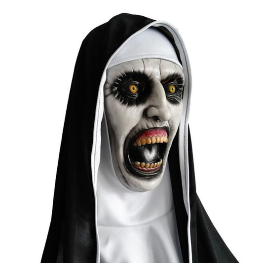 The Horror Scary Nun Latex Mask Headscarf Valak Cosplay for Halloween Costume Face Masques With Headpiece