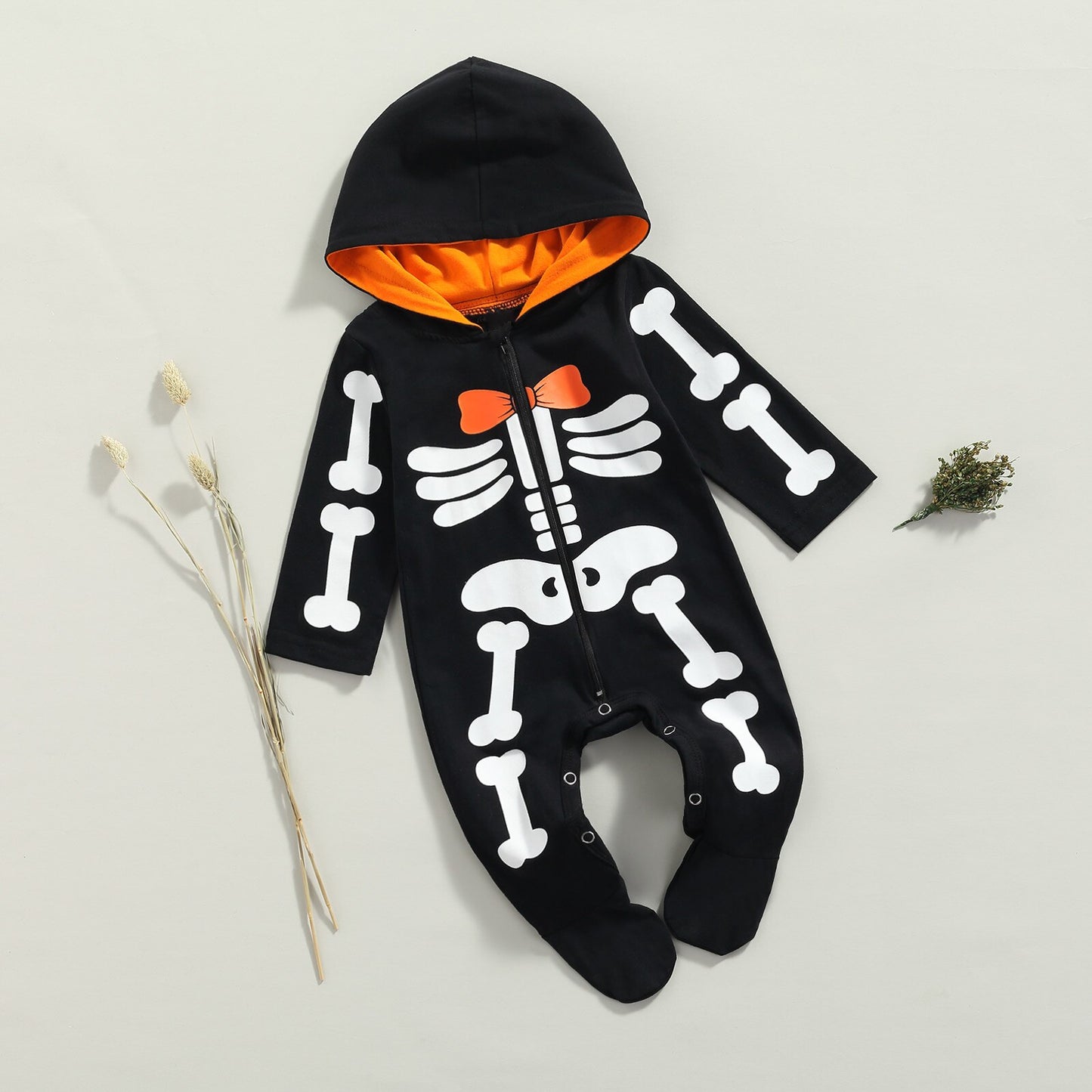 Ma&Baby 0-12M My 1st Halloween Costume Newborn Infnat Baby Boy Girl Jumpsuit Long Sleeve Skeleton Print Romper DD40