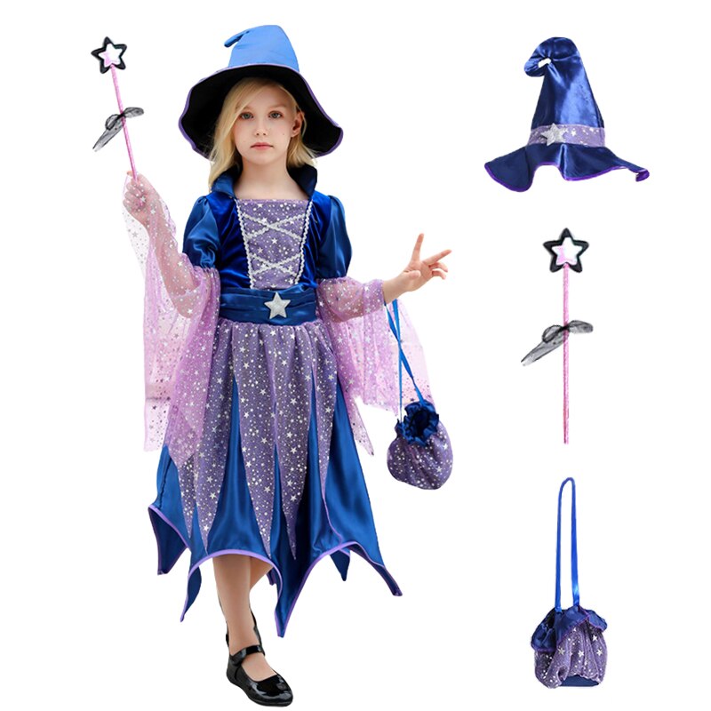 Maleficent Halloween Costume Dress Deluxe Girls Fancy Christening Black Glam Gown Tutu Dress Kids Demon Queen Witch Clothes